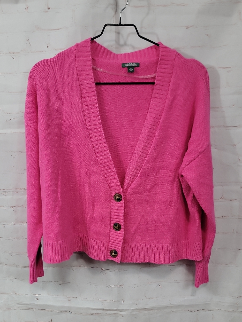 wild fable Hot Pink V-Neck Button Front Cardigan